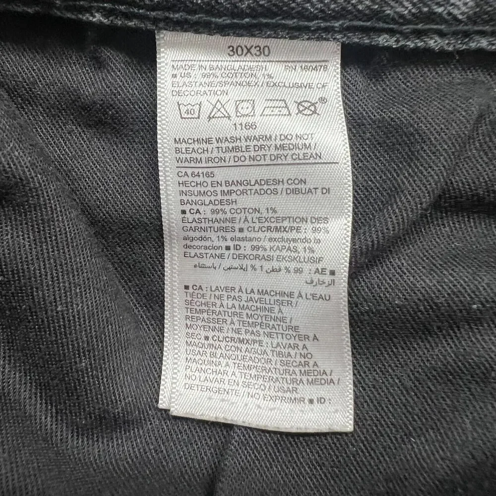 Old Navy Mens 30x30 Built-In Tough Black Denim Jeans Straight Streetwear Western